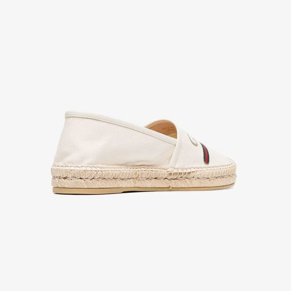 New Gucci Printed Canvas Espadrille Flats in White NEW IN BOX WITH SHOE BAGS - Picture 3 of 10